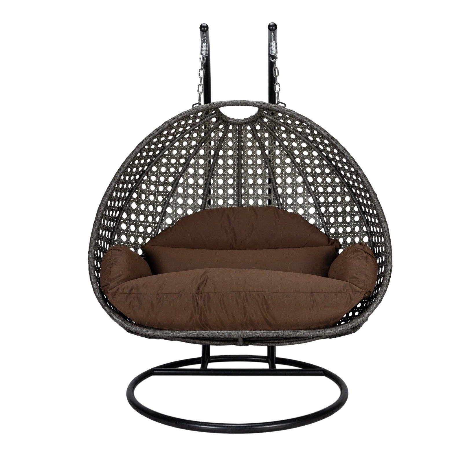 LeisureMod - Wholesale Egg Chair - Modern Charcoal Wicker Hanging Double Seater Egg Swing Chair35