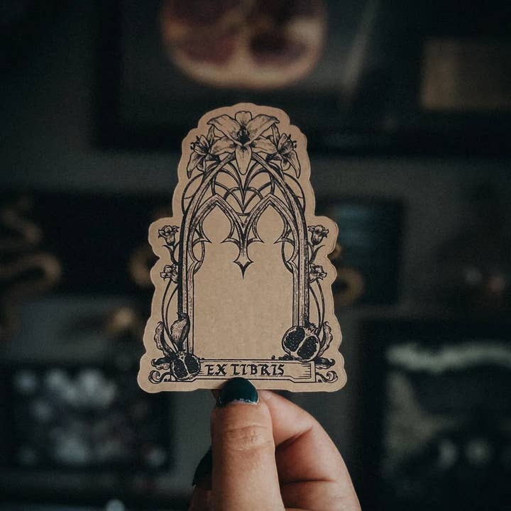 Ex Libris Cathedral Arch Book Plate Kraft Stickers | Sticker for wholesale by Raicodoll