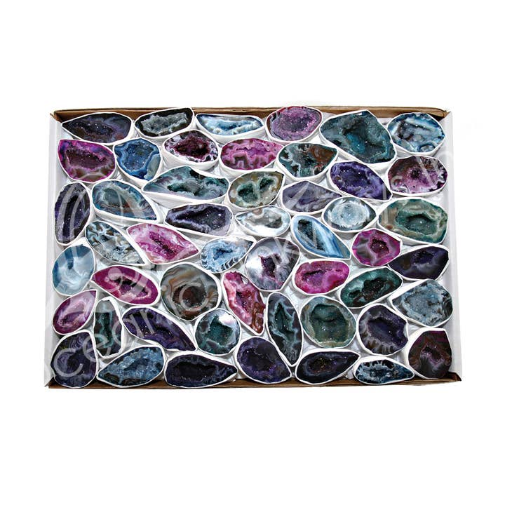 Oceanic Linkways Inc - Wholesale Spiritual Stone/Crystal - (FLAT)GEODE - AGATE, MIXED COLORS OCO 1-2"