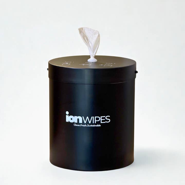 Distributeur de lingettes mural en acier inoxydable de qualité supérieure – Noir mat pour la vente par ION Wipes