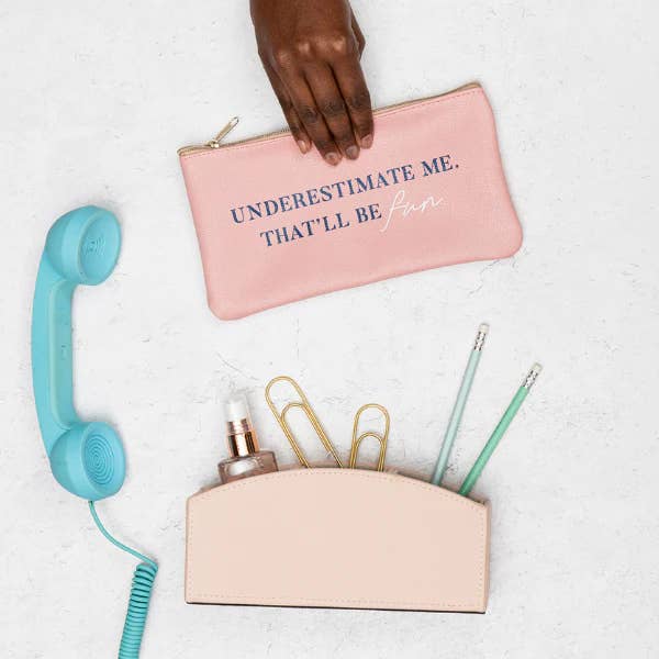 Blush Underestimate Me Zip Pouch for wholesale on Faire1