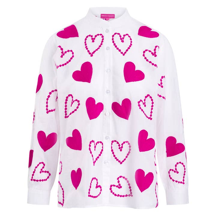 Forudbestil Broderet Hjerte Bomuldsbluse for engroshandel hos Rebecca Thompson
