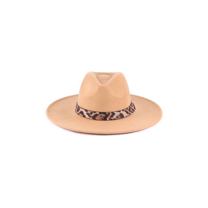 Pink Irene Wholesale - Wholesale Fedora - Women's - FELT FASHION BRIM HAT WITH LEOPARD ACCENT2