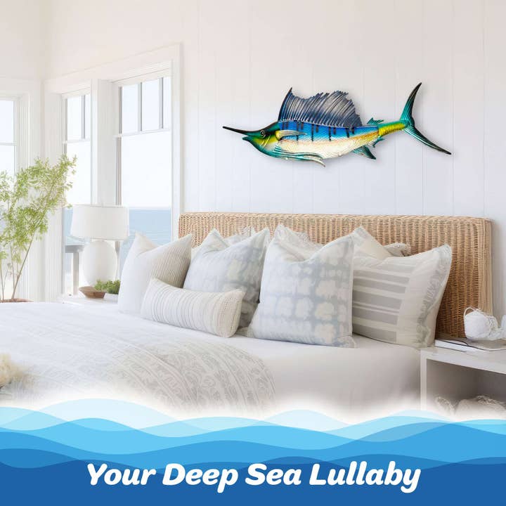 G128 - Wholesale Wall Accent - G128 36 in Metal Sailfish Wall Hanging Art Decor | Ocean Theme Art Wall Indoor Decoration for Kitchen, Living Room, Bedroom, Home Office2