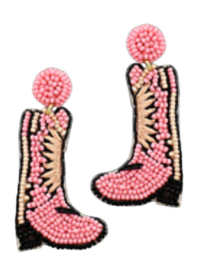 Lot de 3 boucles d'oreilles roses en forme de bottes de cowgirl pour la vente par The Sandy Pearls