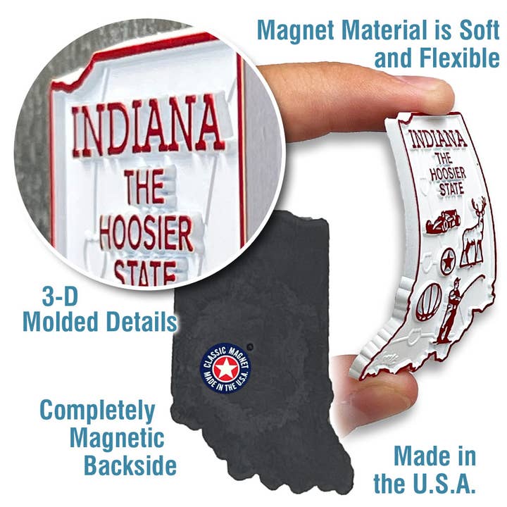 7 Star - Wholesale Magnet - Indiana Small State Magnet, 2.2" x 2.2 Made USA2
