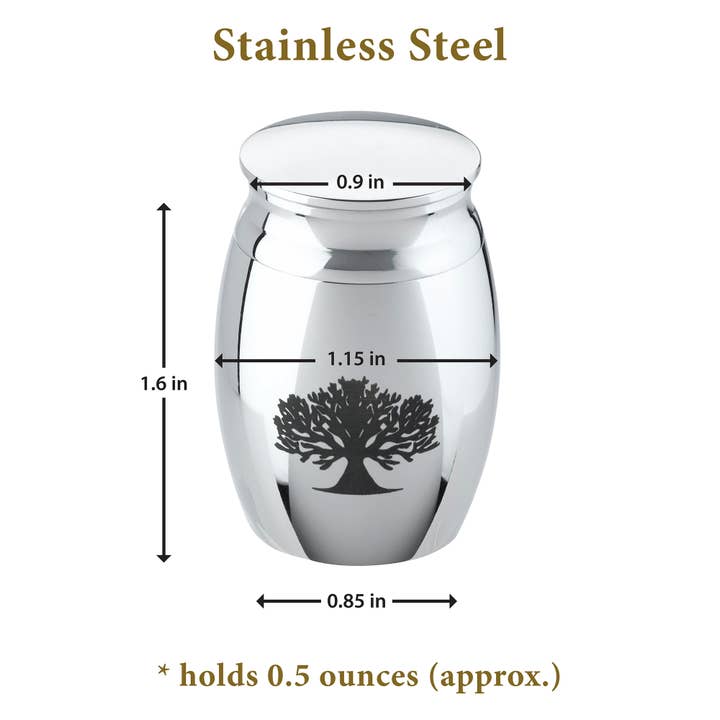 Silver Lillian Rose Tree of Life Cremation Mini Urn for wholesale on Faire1