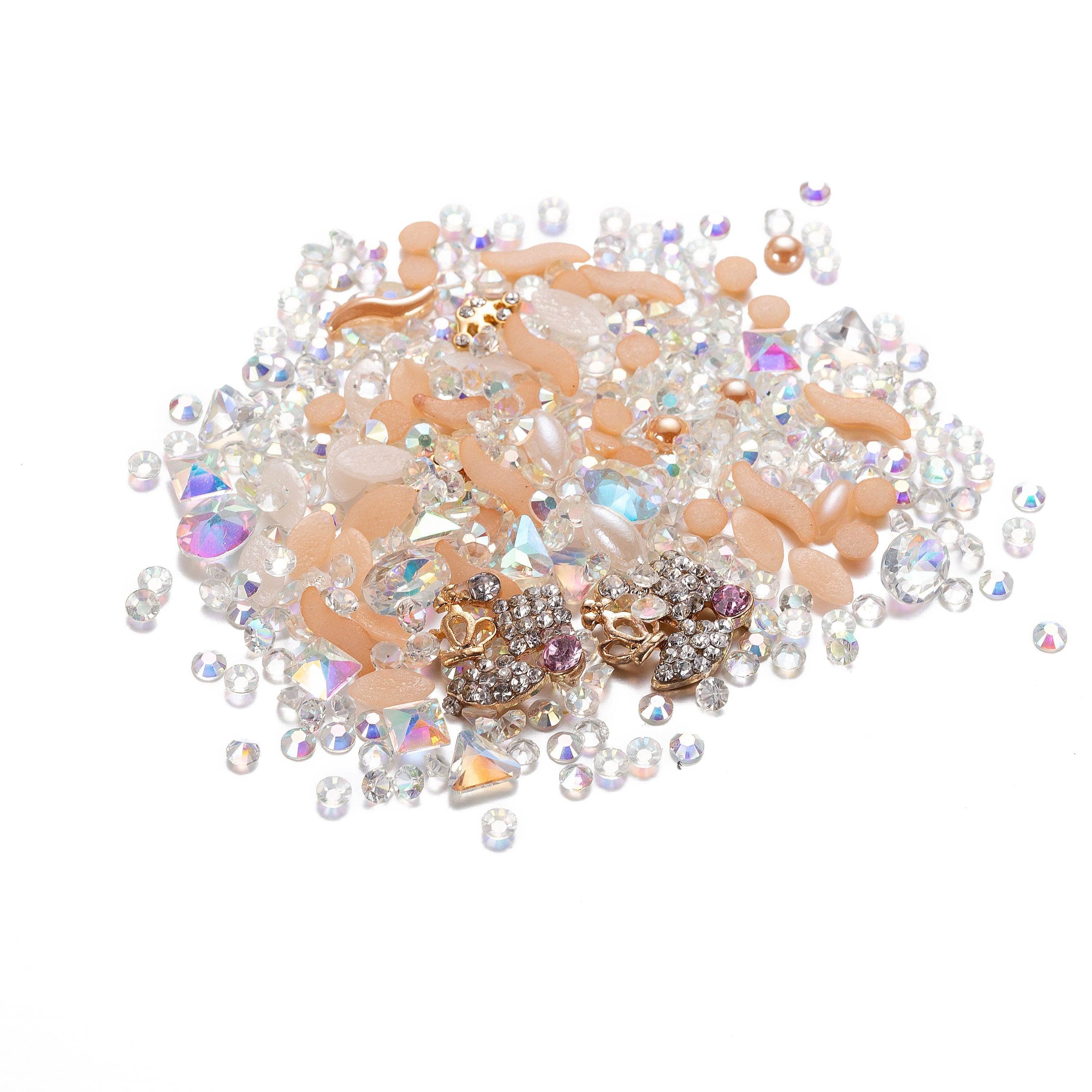 Aim Eternal - Vente Nail Art/Autocollant pour les ongles - Cristal assorti : cristal AB, cristal jaune/sarcelle ou pêche, cristal transparent, décoration dorée, styles variés, strass à ongles de différentes tailles, ornements2