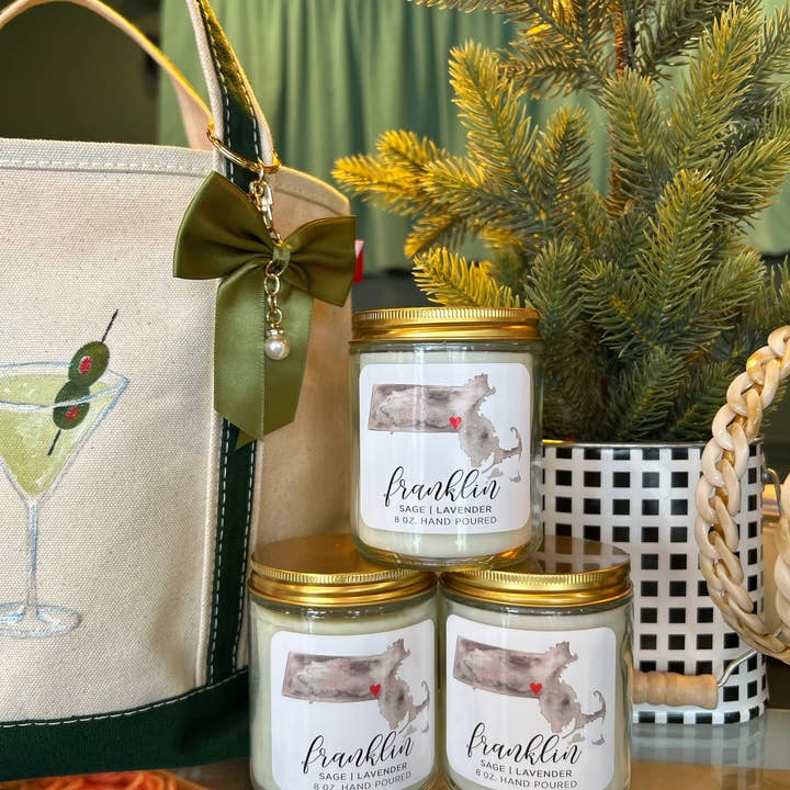 Custom State & Town candles for wholesale by Greco Design