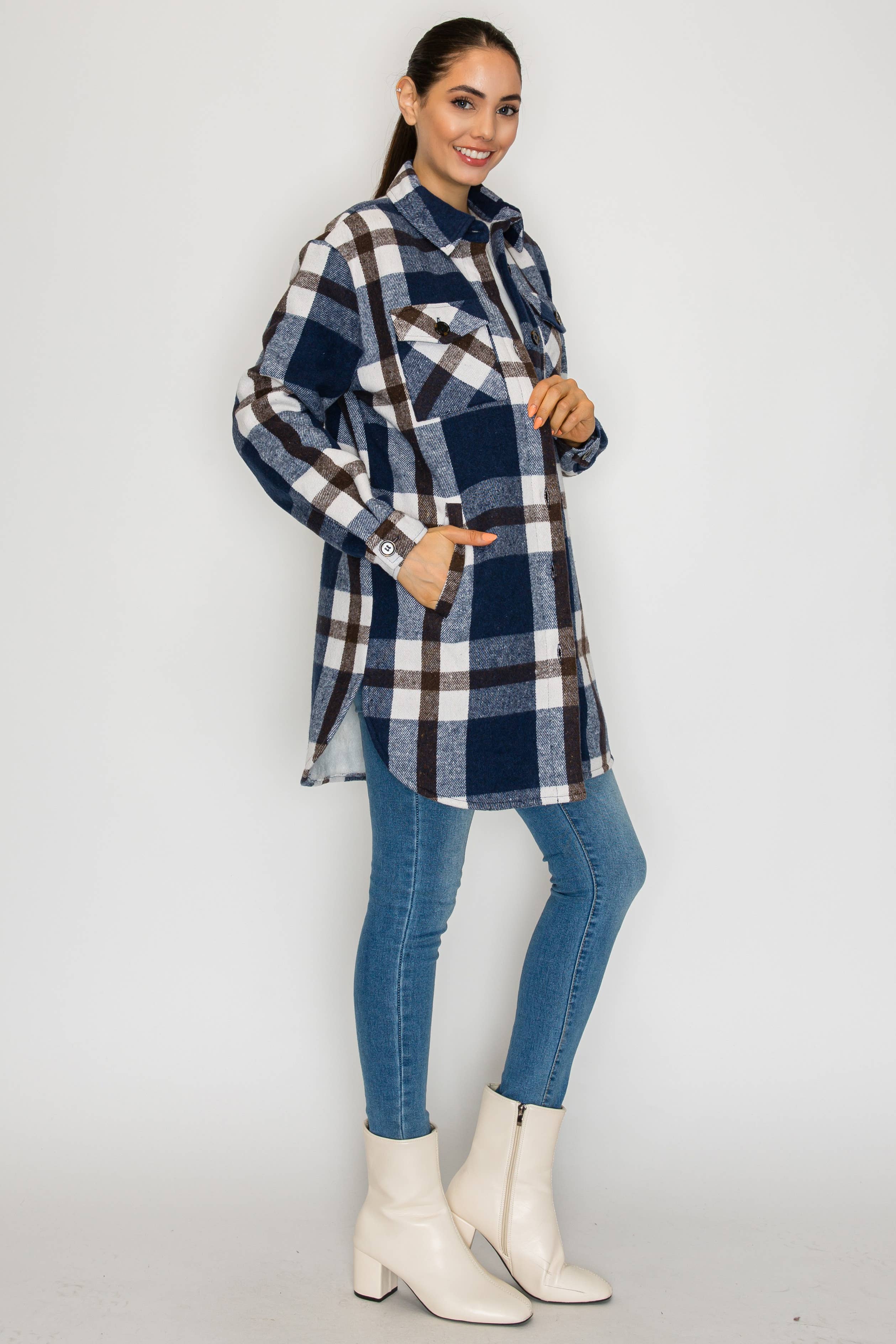 PATRONCITO USA INTERNATIONAL, INC - Wholesale Shirt Jacket/Shacket - Women's - Women Plaid Long Button Shirts Jackets (Shakets) LJ450-202522