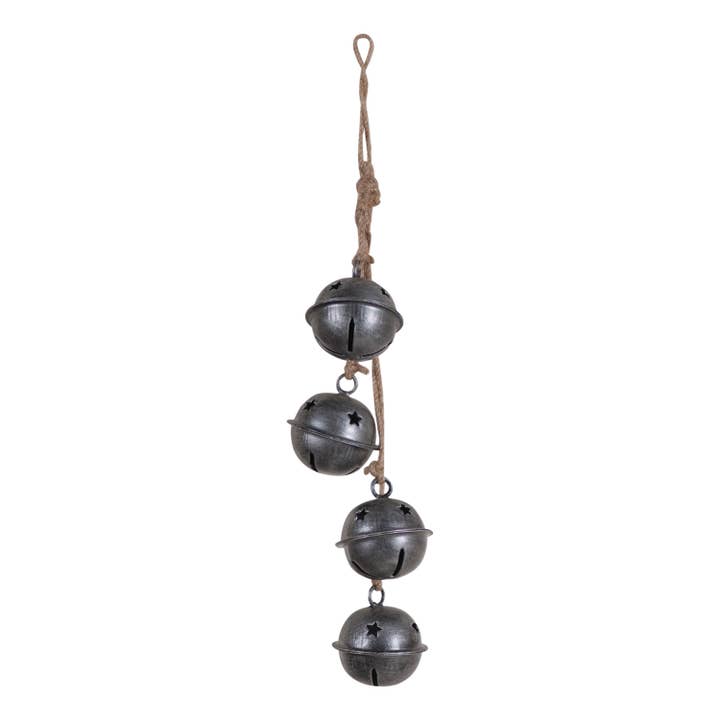 Irvin's Tinware - Wholesale Christmas Decoration - Rustic Hanging Jingle Bells in Antique Silver2
