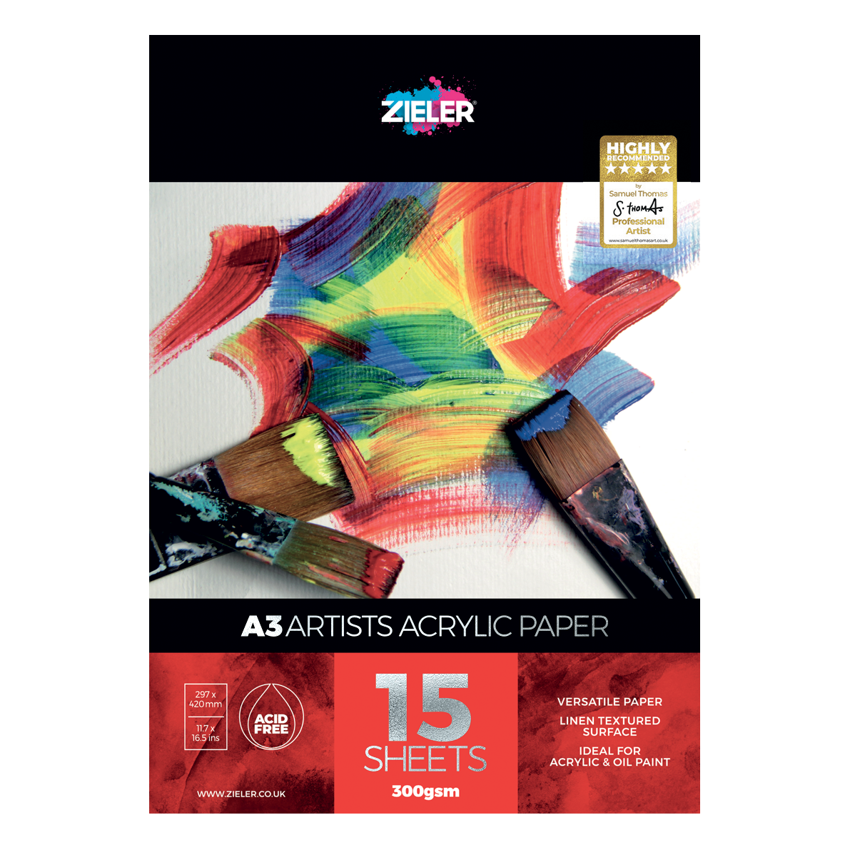 Zieler - Vente Assortiments de peinture - Ensemble de peinture acrylique 37 pièces avec sac d'art A3 transparent2