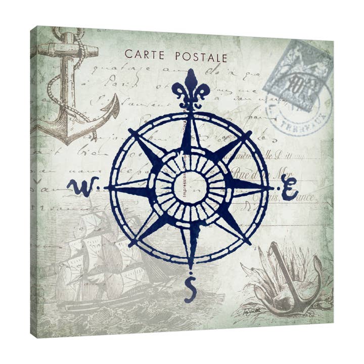 Cartão postal à beira-mar Compass Gallery Wrapped Canvas por atacado de Jaxson Rea