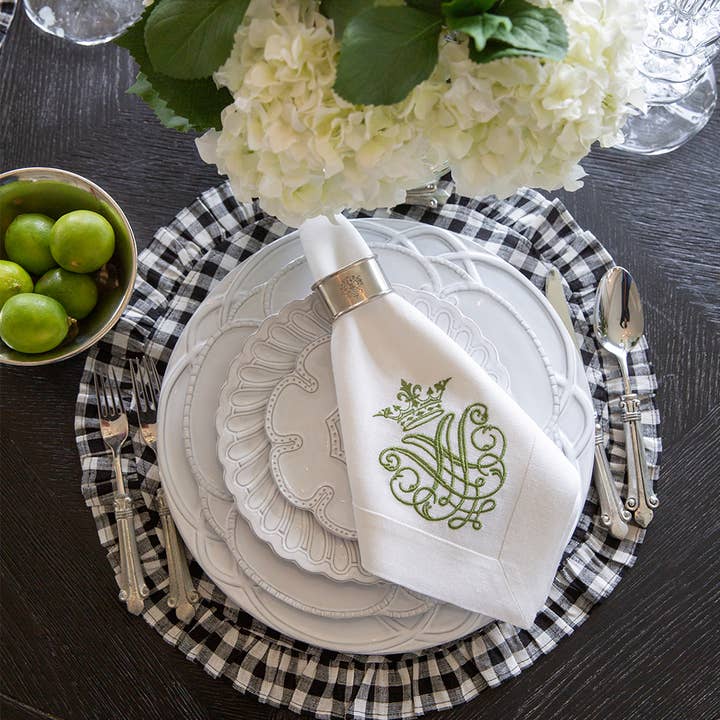 Arte Italica & Crown Linen Designs - Wholesale Appetizer Serveware - Bella Bianca Beaded Lace Bread / Canapé Plate3