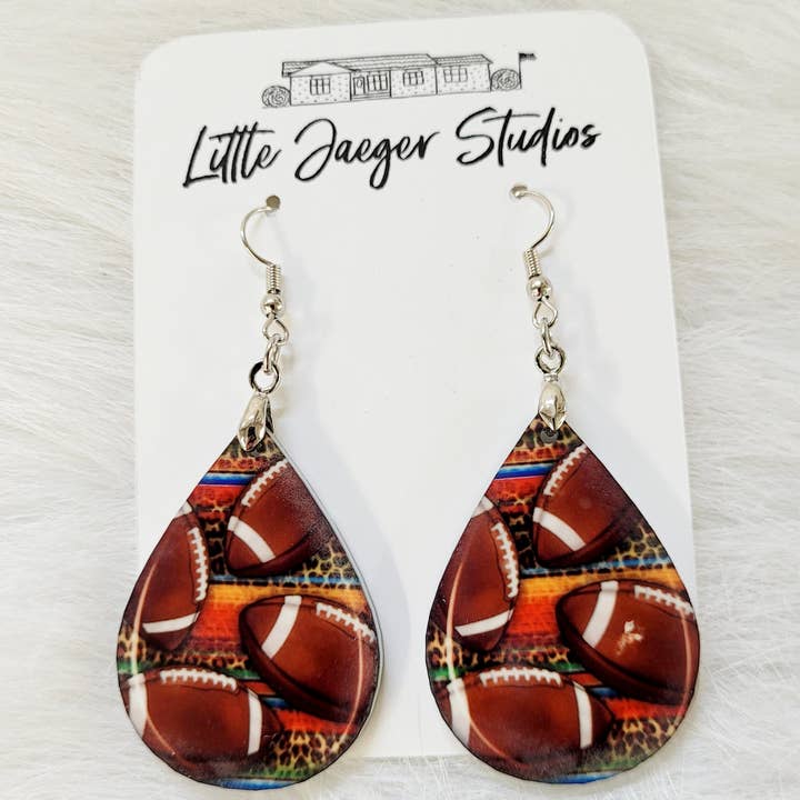 Little Jaeger Studios - Wholesale Dangle Earrings - Football Handmade Teardrop Acrylic Earring