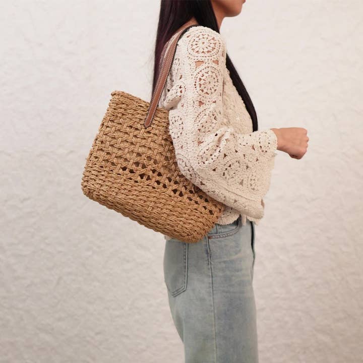 ACCITY - Wholesale Beach Bag - HIGH-END STYLISH LARGE-CAPACITY HAND-WOVEN BAG_CWAB47142