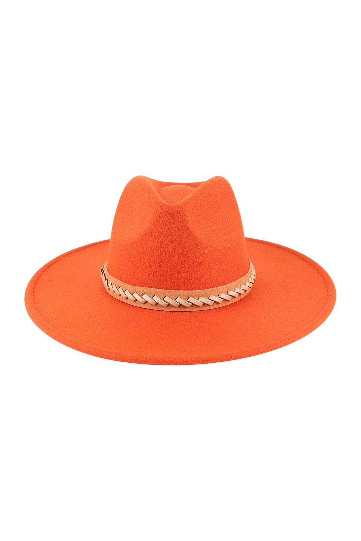 Pink Irene Wholesale - Wholesale Fedora - Women's - FELT FASHION BRIM HAT WITH LEATHER BRAIDED TRIM6