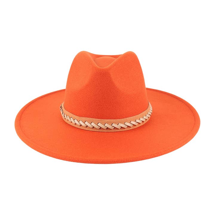 Pink Irene Wholesale - Wholesale Fedora - Women's - FELT FASHION BRIM HAT WITH LEATHER BRAIDED TRIM6