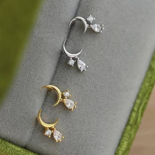 happyzzzsu - Wholesale Dangle Earrings - Sterling Silver Moon Earrings