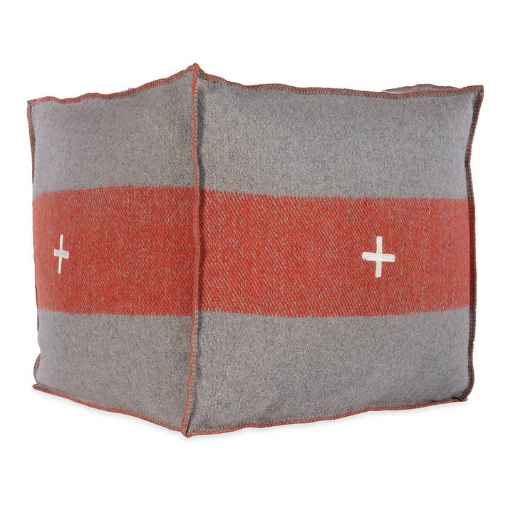 Swiss Army Pouf 24X24X24 Grey/Orange for wholesale by Blue Ocean Traders
