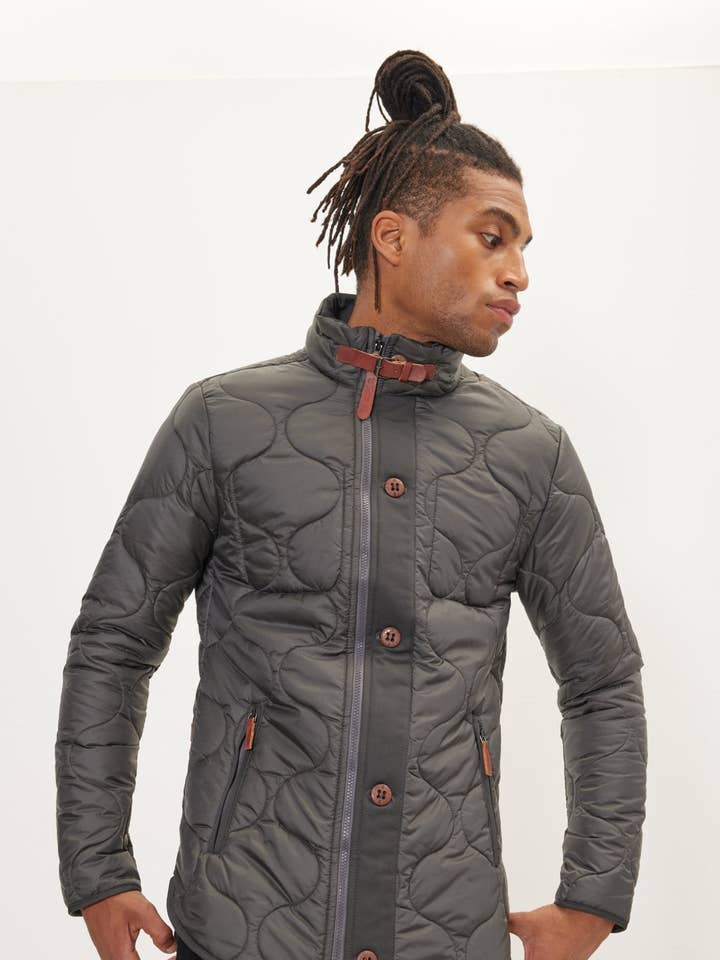 Men's Light Padded Zipper-Up Coat - Anthracite for wholesale by Ron Tomson