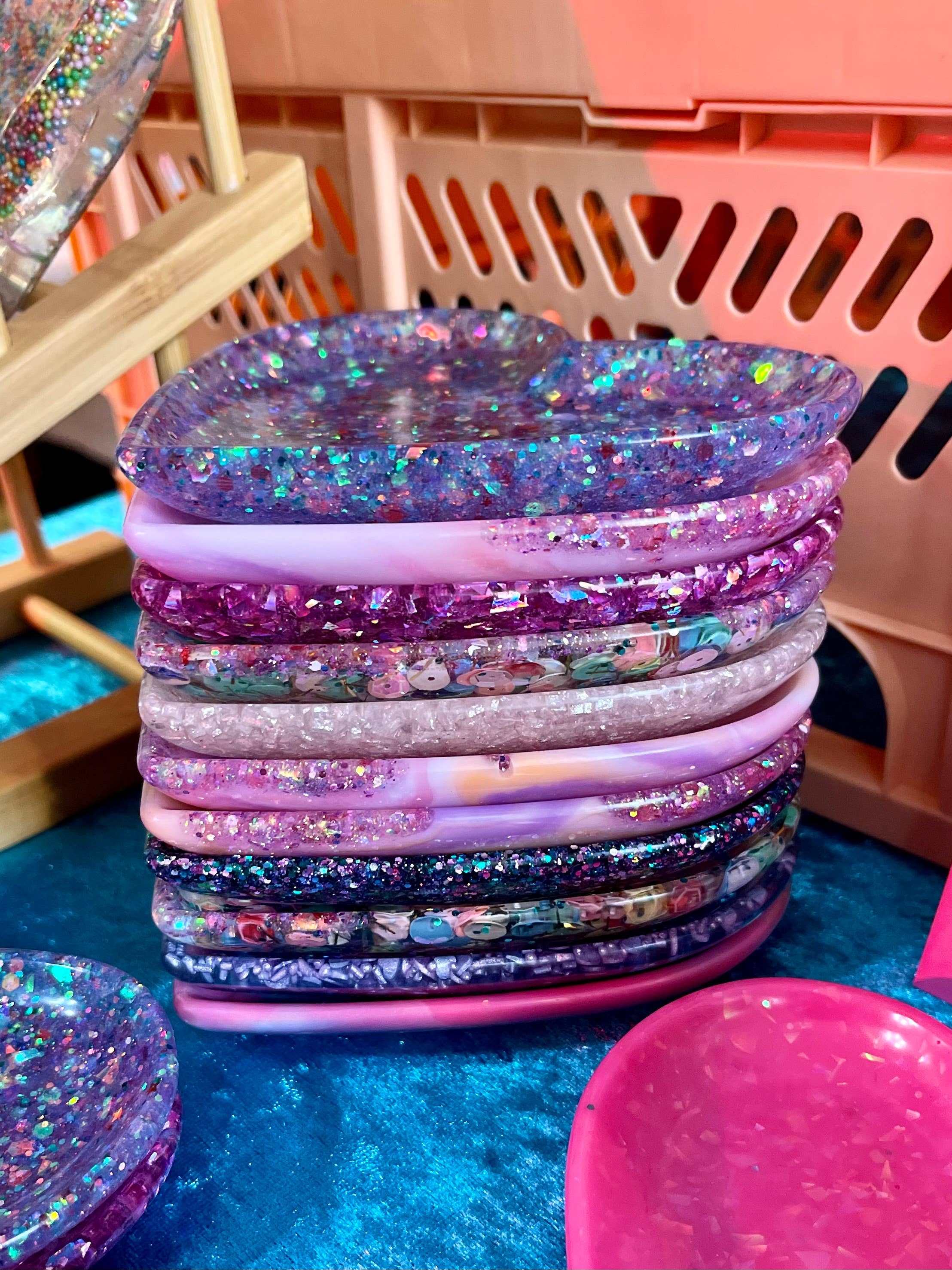 Prescription Resin - Wholesale Jewelry Dish - RESIN HEART JEWELLERY DISH | RING TRAY x 6 MIXED ASSORTMENT1