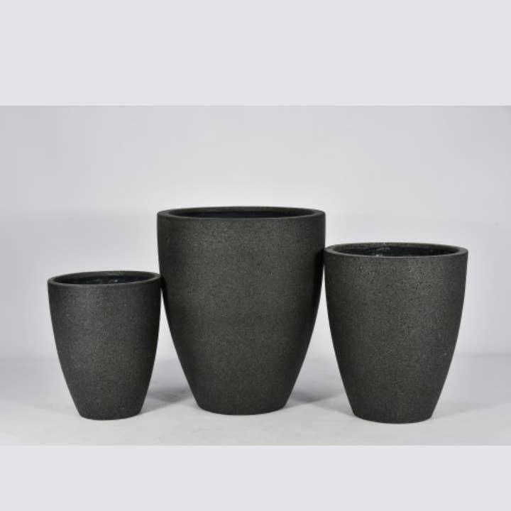 The Farmer's Daughter - Wholesale Plant Pot - Astor Tall Tapered Ficonstone Planter Set of 3 – Sandy Black1
