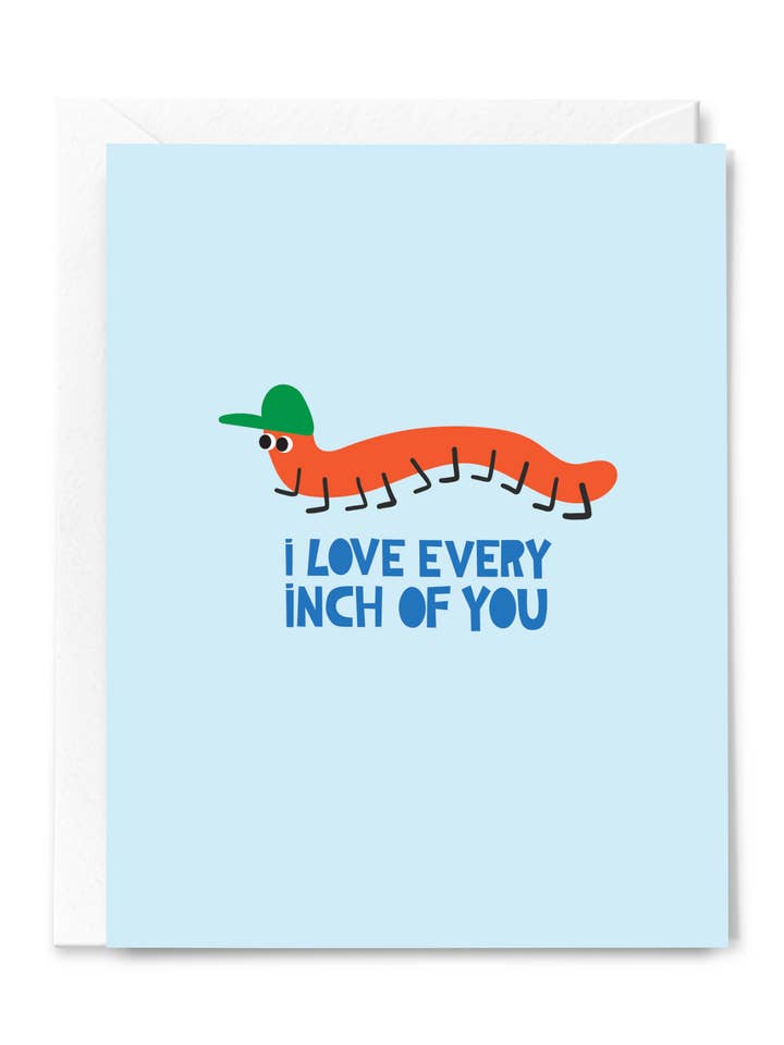 Biglietto di auguri con scritta «I Love Every Inch of You Love & Friendship» per la vendita all'ingrosso da parte di Happy Just Happy