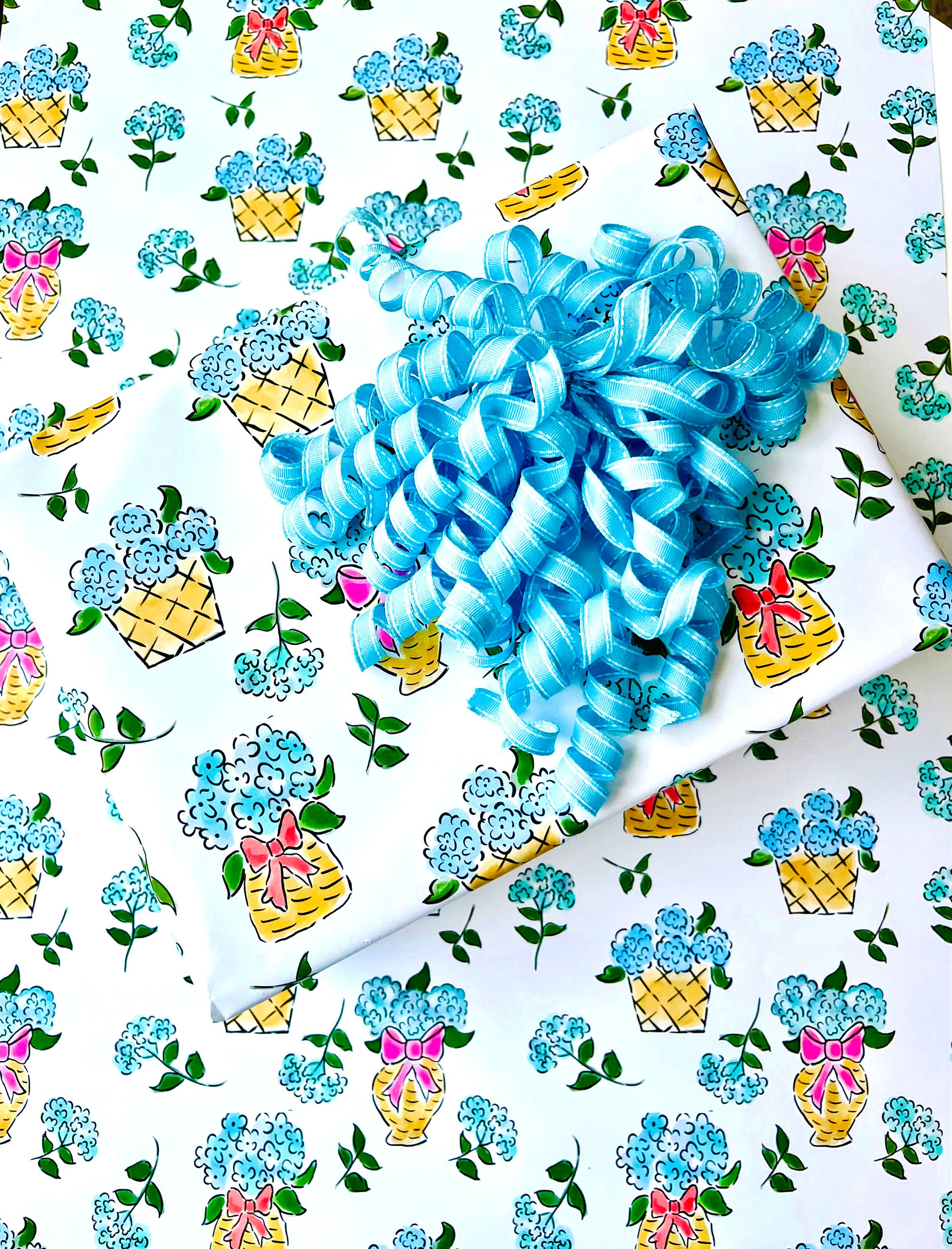Little Desk Drawer - Wholesale Flat Wrap - Hi Hydrangea! Flat Wrap Sheet / Hydrangea Wrapping Paper 1