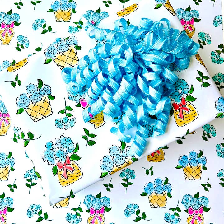Little Desk Drawer - Wholesale Flat Wrap - Hi Hydrangea! Flat Wrap Sheet / Hydrangea Wrapping Paper 1