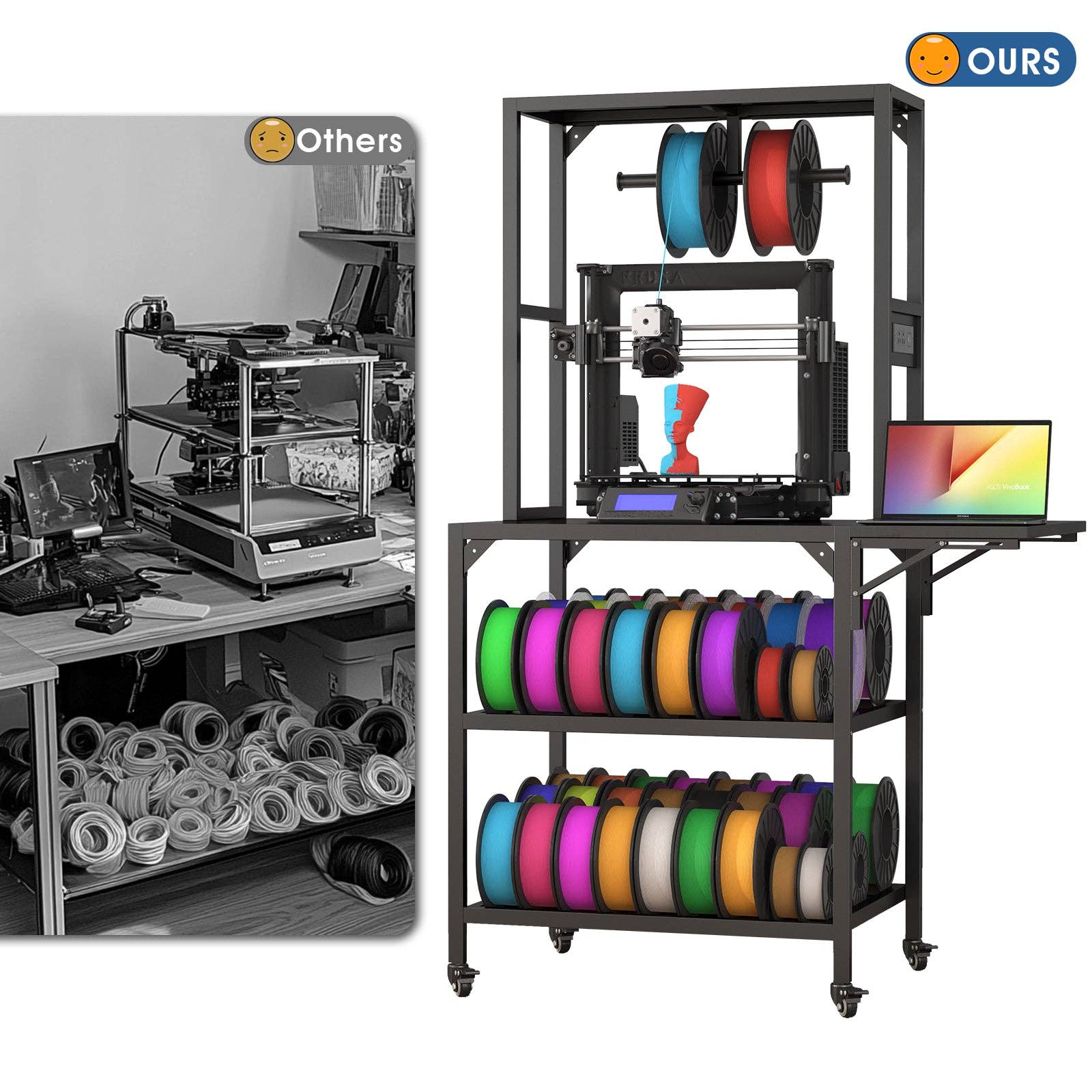 39F Inc. - Wholesale Free Standing Shelf - 3D Printer Stand with Storage Rack in Black Metal6