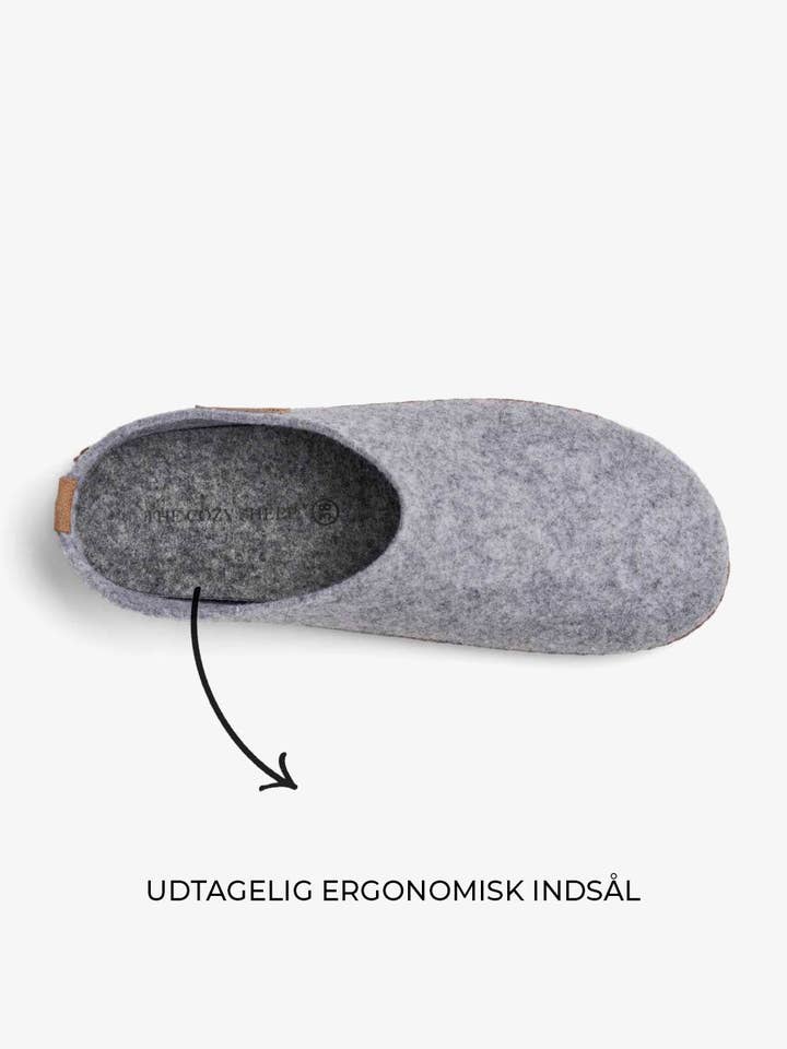 The Cozy Sheep – wholesale Slip in-skor – Dam – Filtofflor med lädersula – ljusgrå8