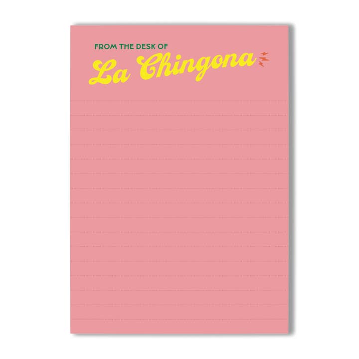 From the Desk of La Chingona Notepad A6 in Coral for wholesale by Jungle Red Studio