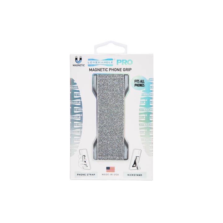 LoveHandle - Wholesale Phone Grip - LoveHandle PRO - Silver Glitter Elastic1