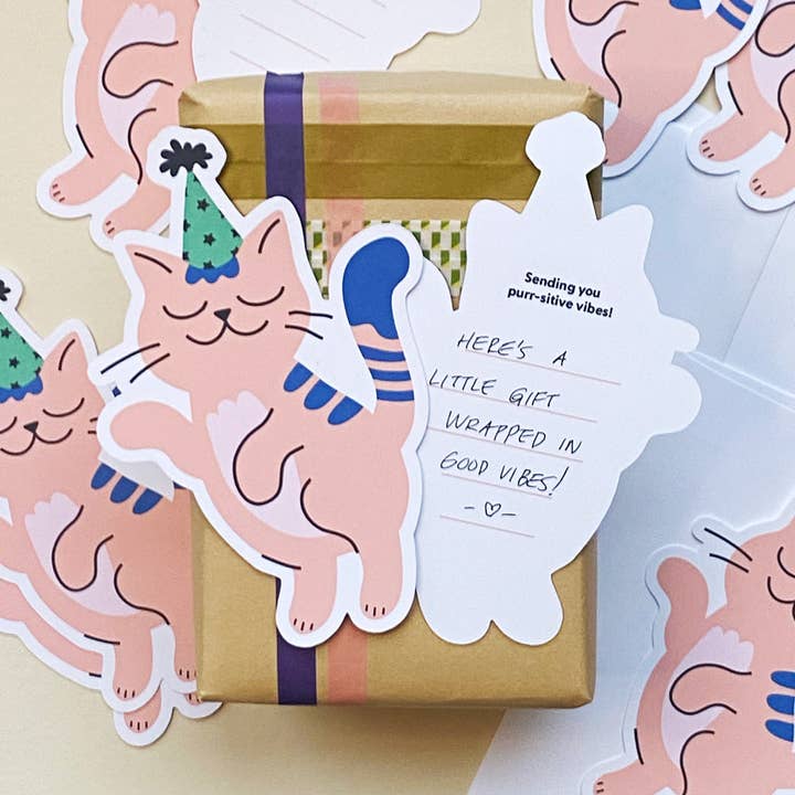 Sungy Side Up – wholesale Kontorsmateriel/Notecard Set – Skickar dig positiva kattvibbar tomma kort (set om 8)