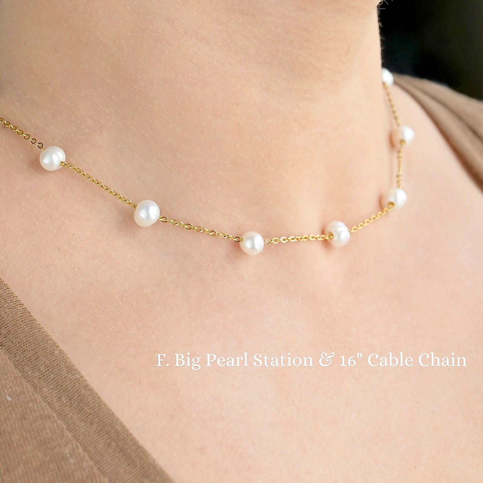 Blueyejewelry - Wholesale Beaded/Pearl Necklace - Gold Pearl Chain Necklaces - Waterproof Assorted Peal Chains12