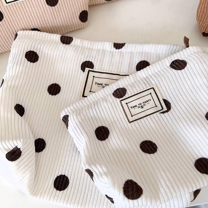 Funkyrel® Atzbranding Limited - Wholesale Pouch - Women's - Cosbai - Corduroy Polka Dot Storage Pouch