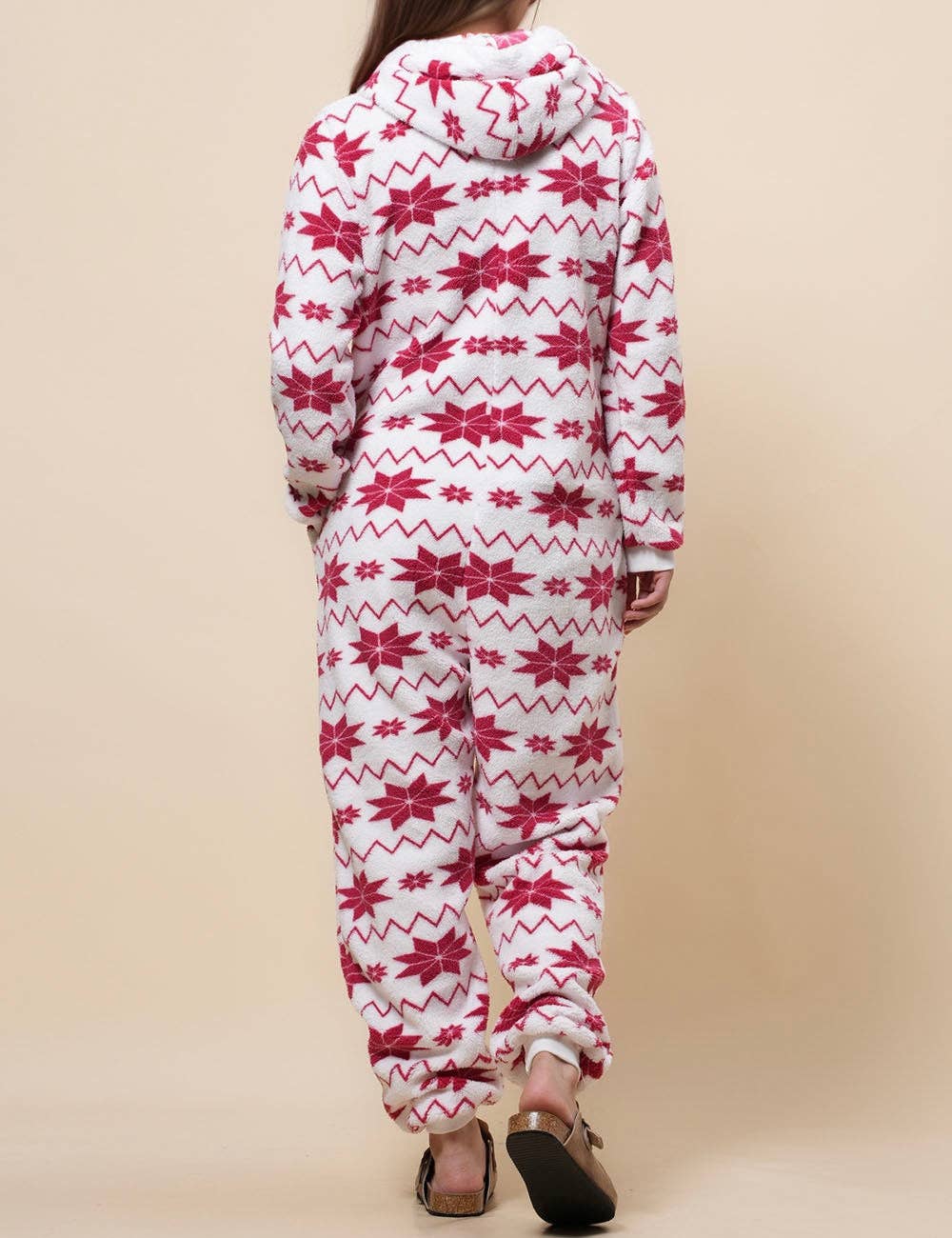 White Ladies Snow Color Block Fleece Jumpsuit Hooded Overall SKJ4924 for wholesale on Faire7