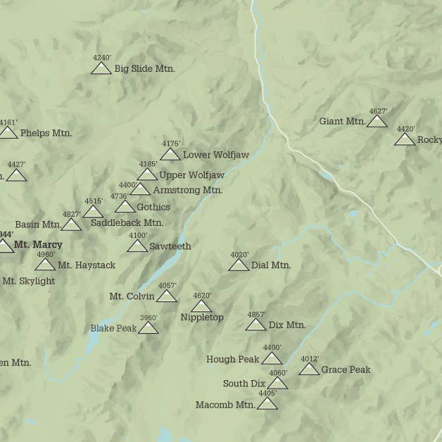 Best Maps Ever - Wholesale Art Print - Adirondack High Peaks Map 11x14 Print