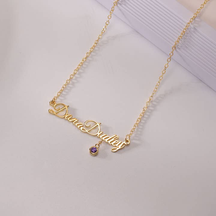 Custom Name Necklace Personalized With Birthstone-JS2-02 for wholesale by Bornagain Club