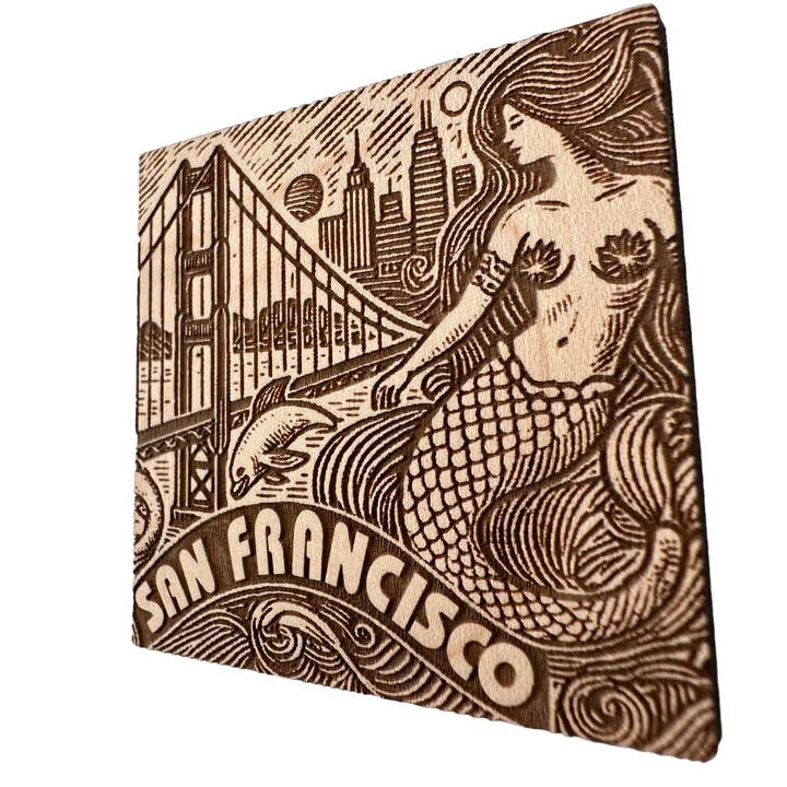 Green Tree Jewelry - Wholesale Magnet - San Francisco Mermaid American Maple Magnet #MM508