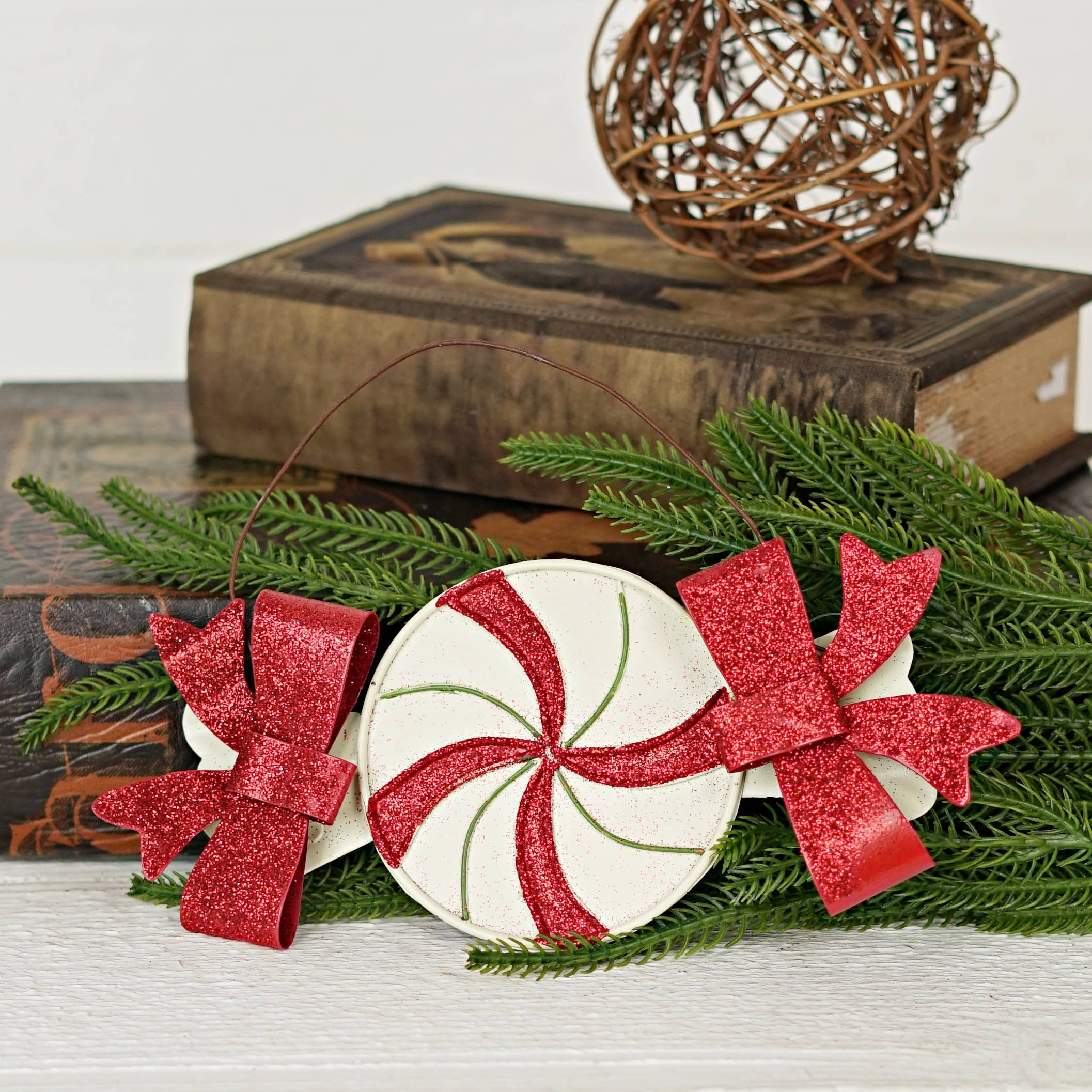 Impressive Enterprises, Inc. - Wholesale Ornament - M2266- Metal Peppermint Ornament- 8" x 3.75"3