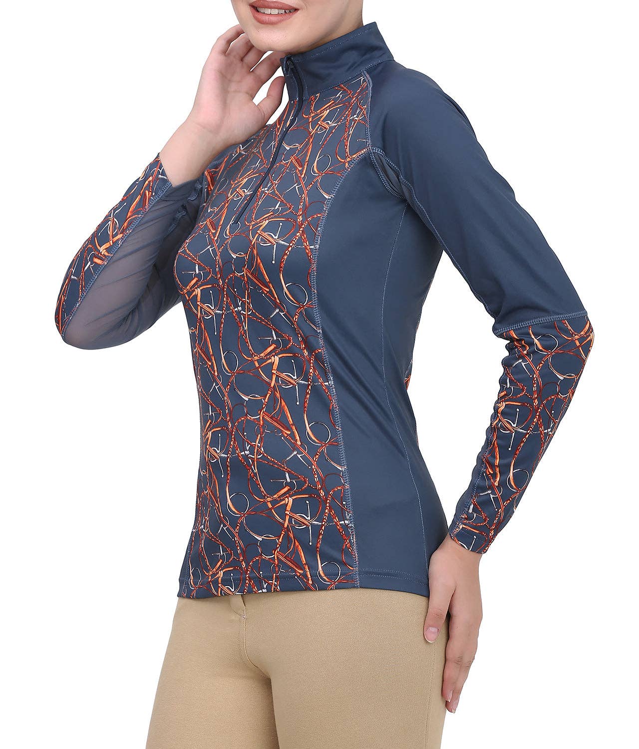 Navy Equine Couture Ladies Snaffle Bridles Sport Shirt for wholesale on Faire0