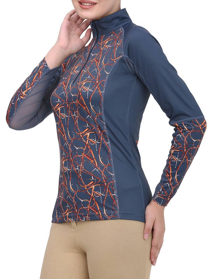 Navy Equine Couture Ladies Snaffle Bridles Sport Shirt for wholesale on Faire0