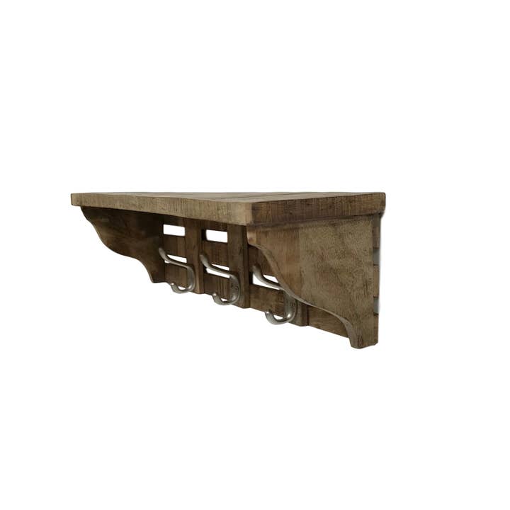 Wilco Home - Vendita all'ingrosso Mensole da parete - Mensola da parete «Northern Woods» con gancio triplo, finitura tabacco4