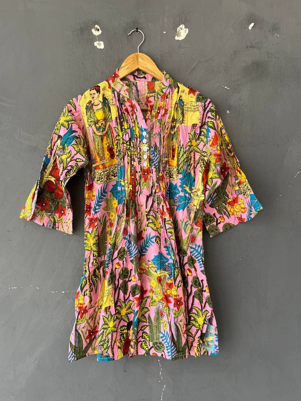 bhavnas boutique - Wholesale Dress – Women's - Pink Dress Frida Khalo Printed Cotton Kurtis Summer Wear