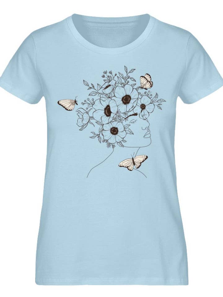 Flores y mariposas: camisa ecológica premium para mujer para venta al por mayor de GARTENFAN