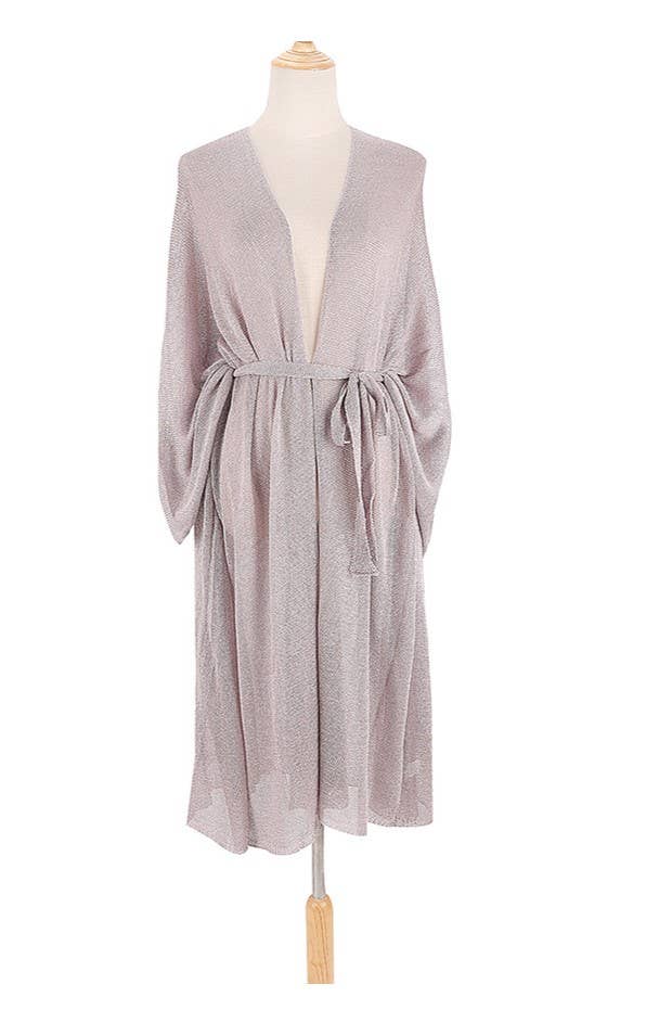 Rosa Clothing - Wholesale Swim Cover Up - Women's - Rose Gold Sparkle Sheer Kimono Beach Bikini CoverUp Robe10