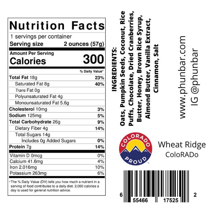 Phun Bar - Wholesale Snack bar - 12 PACK: Cranberries+Chocolate "OG Recipe"2