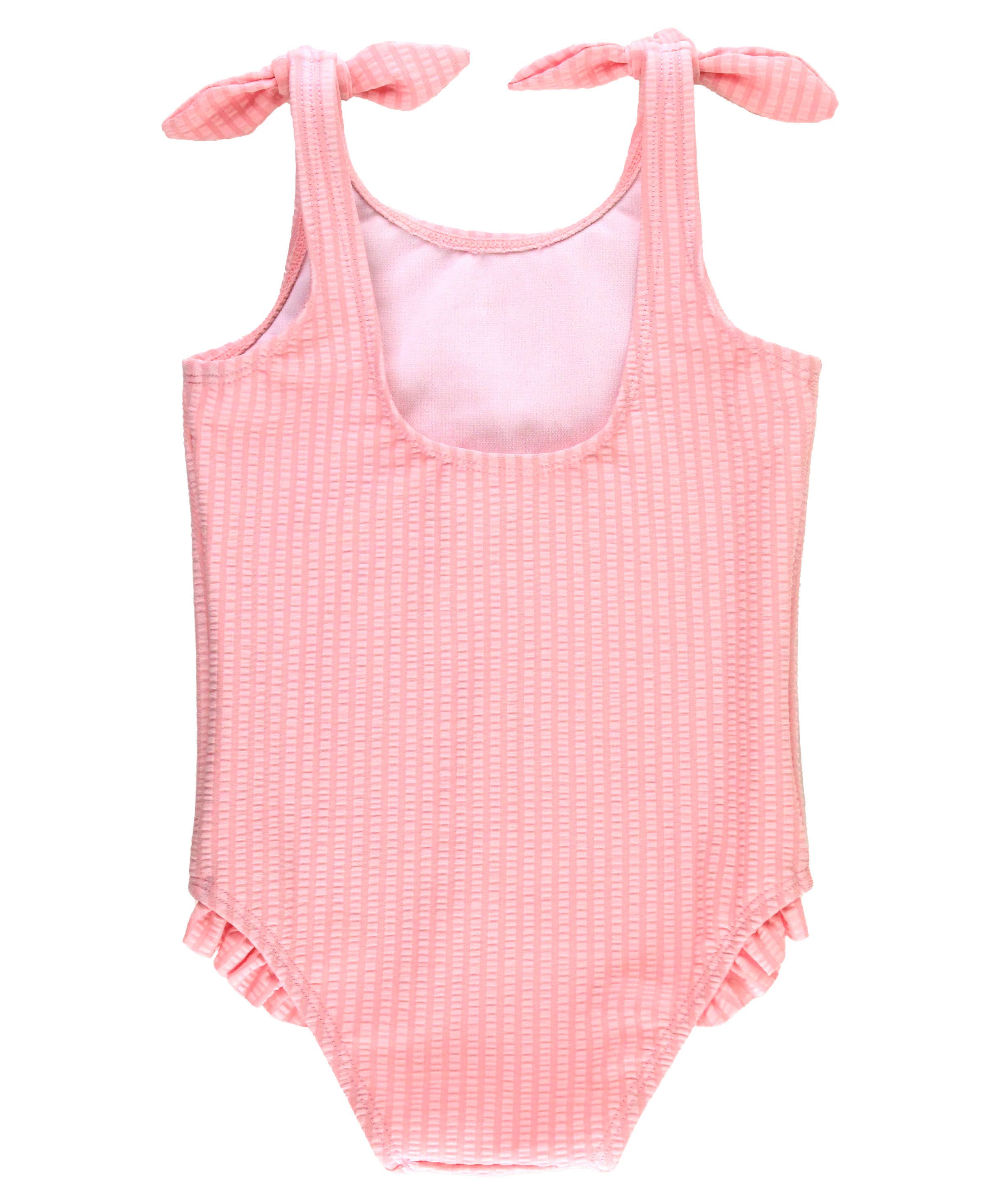 Girls Pink Tie Shoulder One Piece Swimsuit for wholesale on Faire1